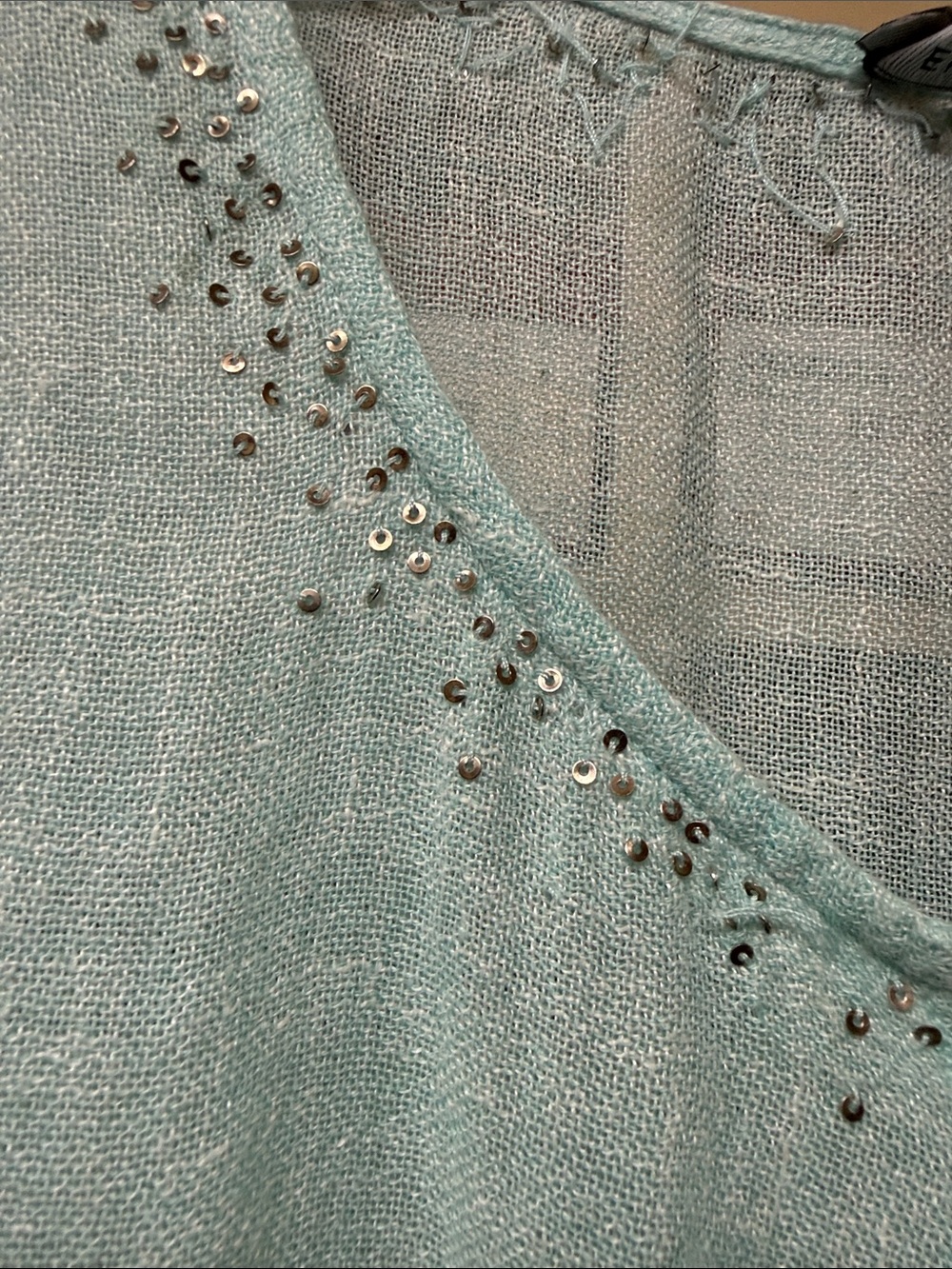 Eileen Fisher Pale Aqua Lightweight Linen Top - Picture 4 of 6